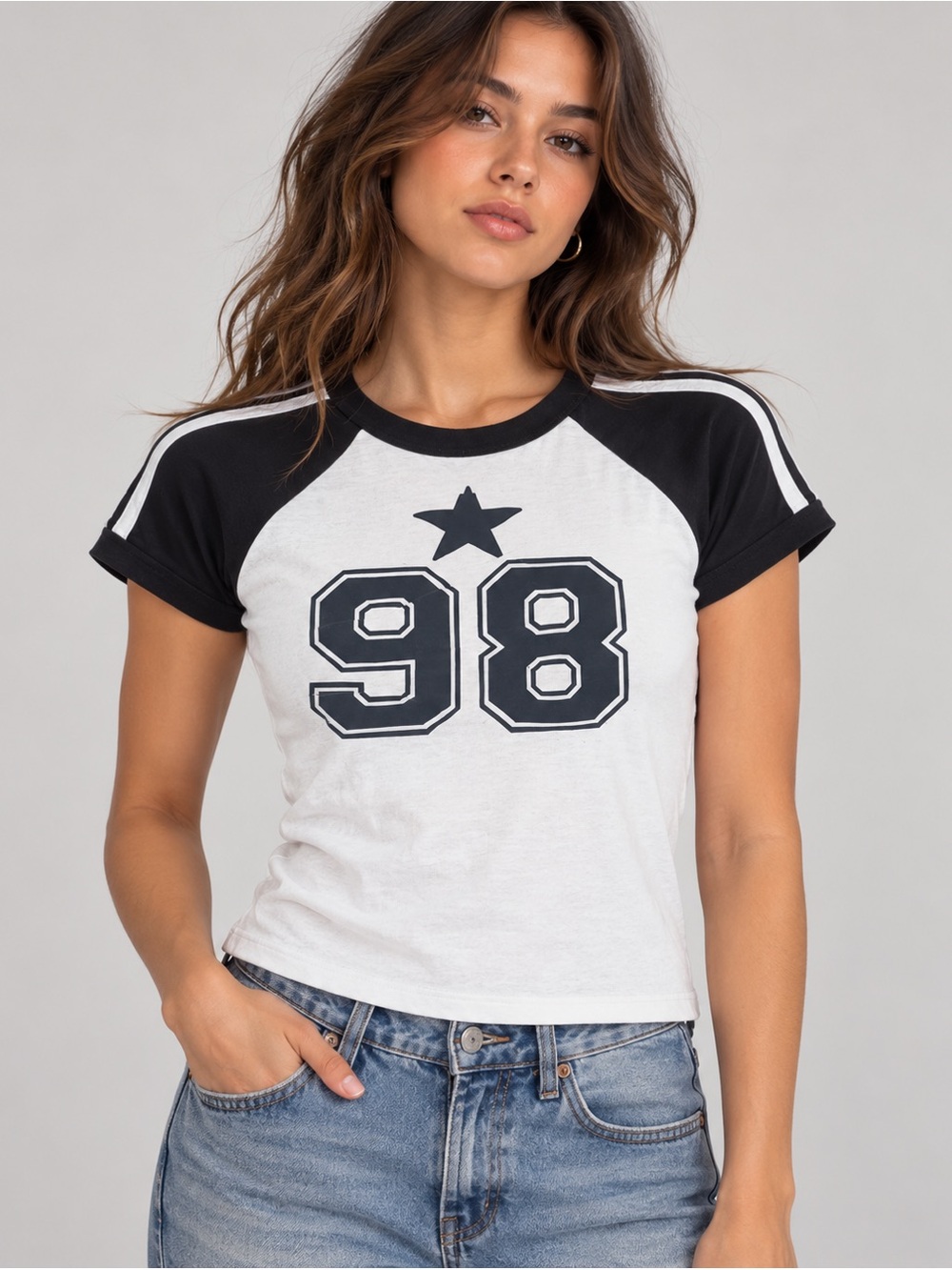 French Pastry Women’s L Vintage Style Raglan T Shirt Athletic Fitted Tee Sporty